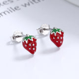 925 Sterling Silver Cute Strawberry Earrings For Women, Holiday Gift For Women