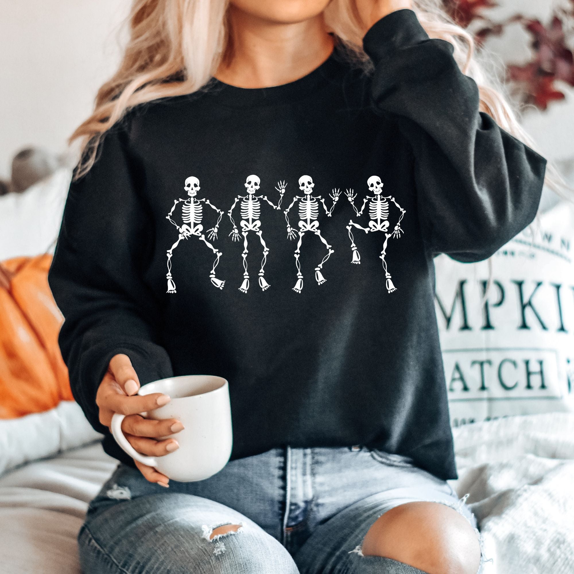 Dancing Skeleton Sweatshirt, Skeleton Sweatshirt, Halloween Sweatshirt, Fall Sweatshirt
