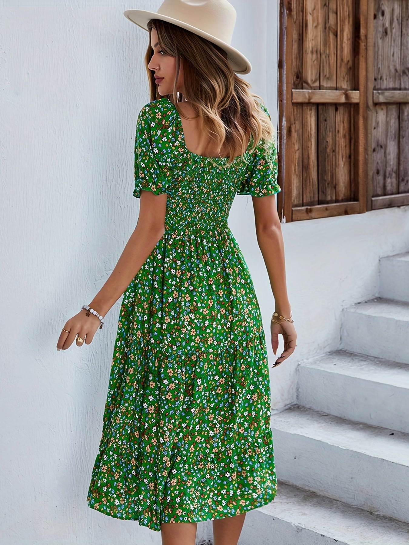 Ditsy Floral Side Slit Midi Dress / Cocktail Party Dresses | Boho Dresses for Women, Fall women dress, holiday party dress