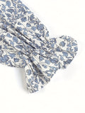 Vintage Floral Print Tassel Tie Long Sleeve Blouse For Spring & Fall, Women's Long Sleeve Blouse