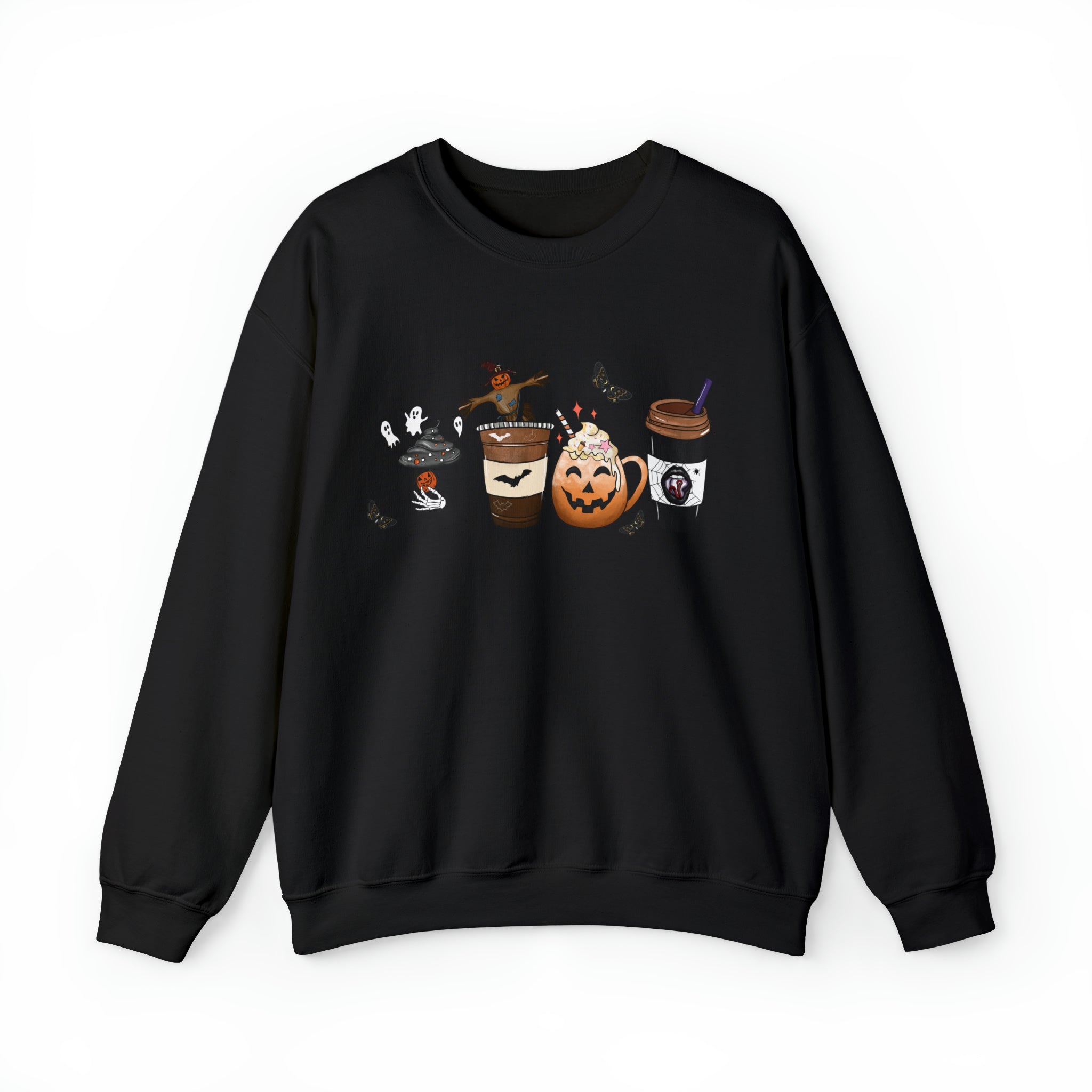 Halloween Coffee Sweatshirt, Fall Coffee Sweatshirt, Plus Size Halloween Crewneck, Pumpkin Spice Shirt, Coffee Lover Shirt, Pumpkin Coffee Sweatshirt