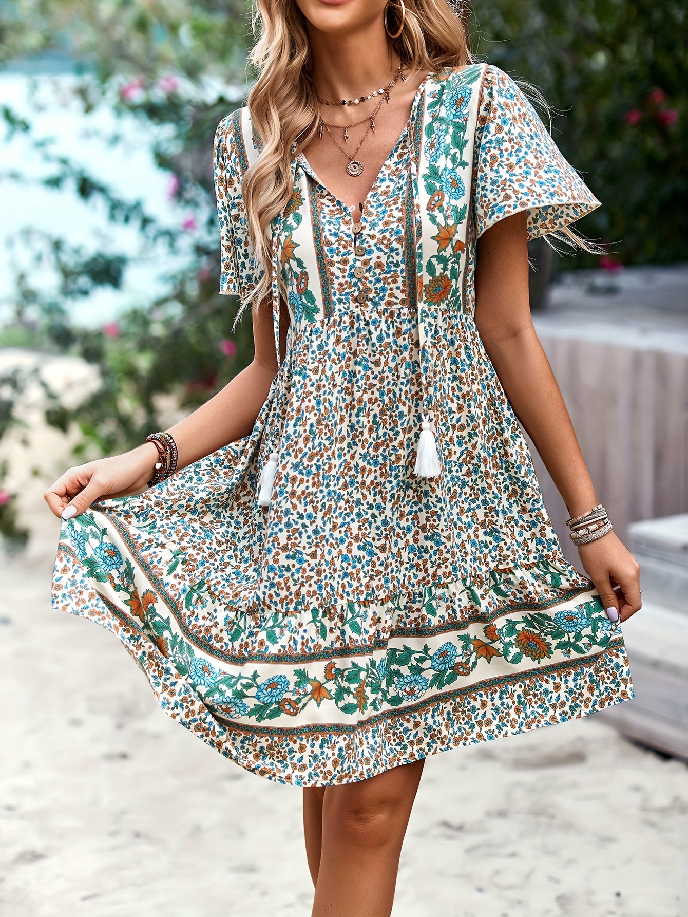 Bohemian Print Mini Dress Boho Dresses for Women - Spring Dress - Summer Dress for women - Summer boho dress