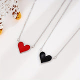 Silver Black/ Red Heart-Shaped Pendant Necklace For Women, Romantic Necklace For Love, Mother's Day Gift, Valentine's Day Gift