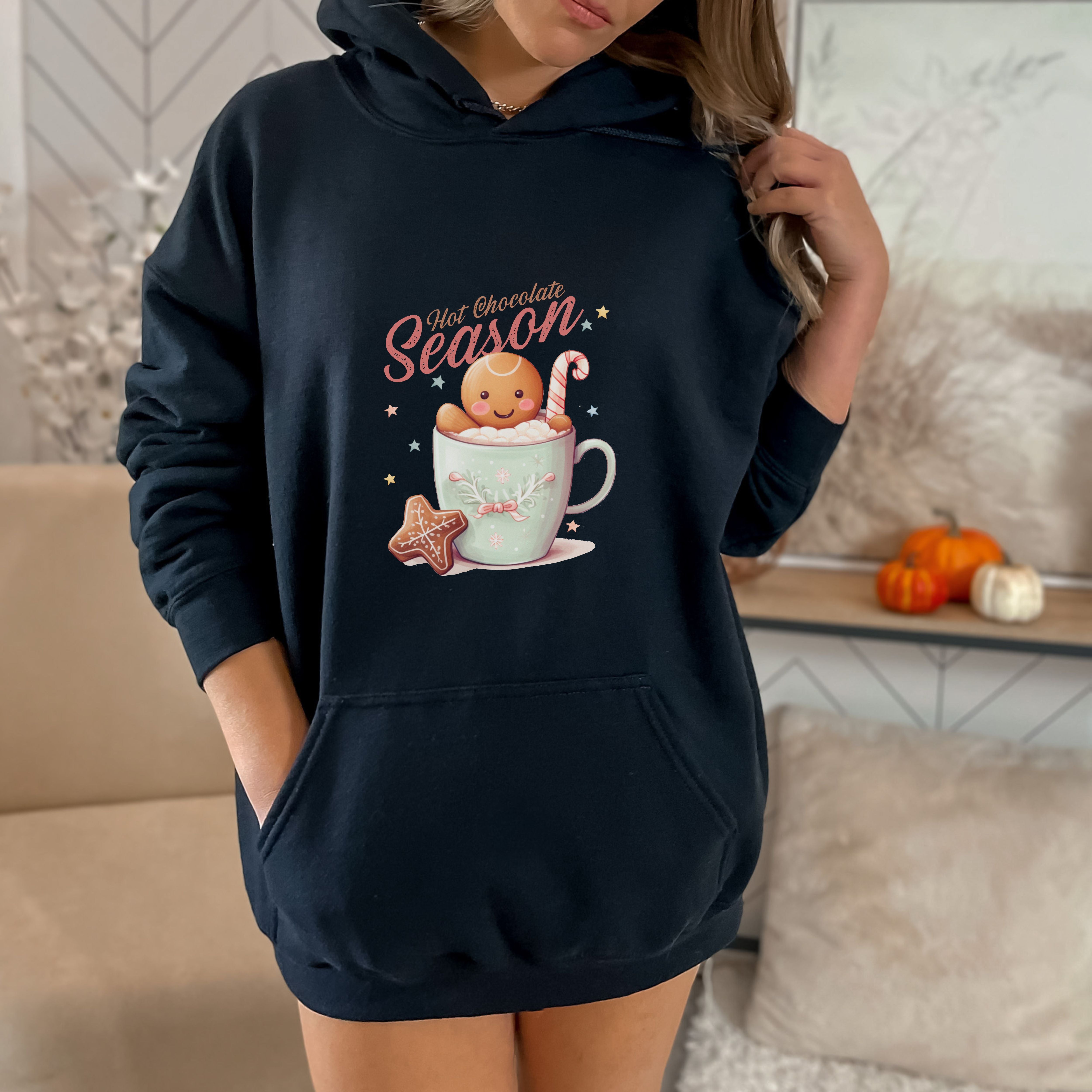 Hot Chocolate Season Hoodie Sweatshirt, Christmas Shirt, Women Holiday sweater, Xmas Tee, Coffee Lover gift, Latte drink Crewneck