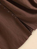 Vintage Button Cotton Midi Pocket Skirt, Linen Skirt For Spring & Fall, Women's Cotton Skirt, Linen Skirt