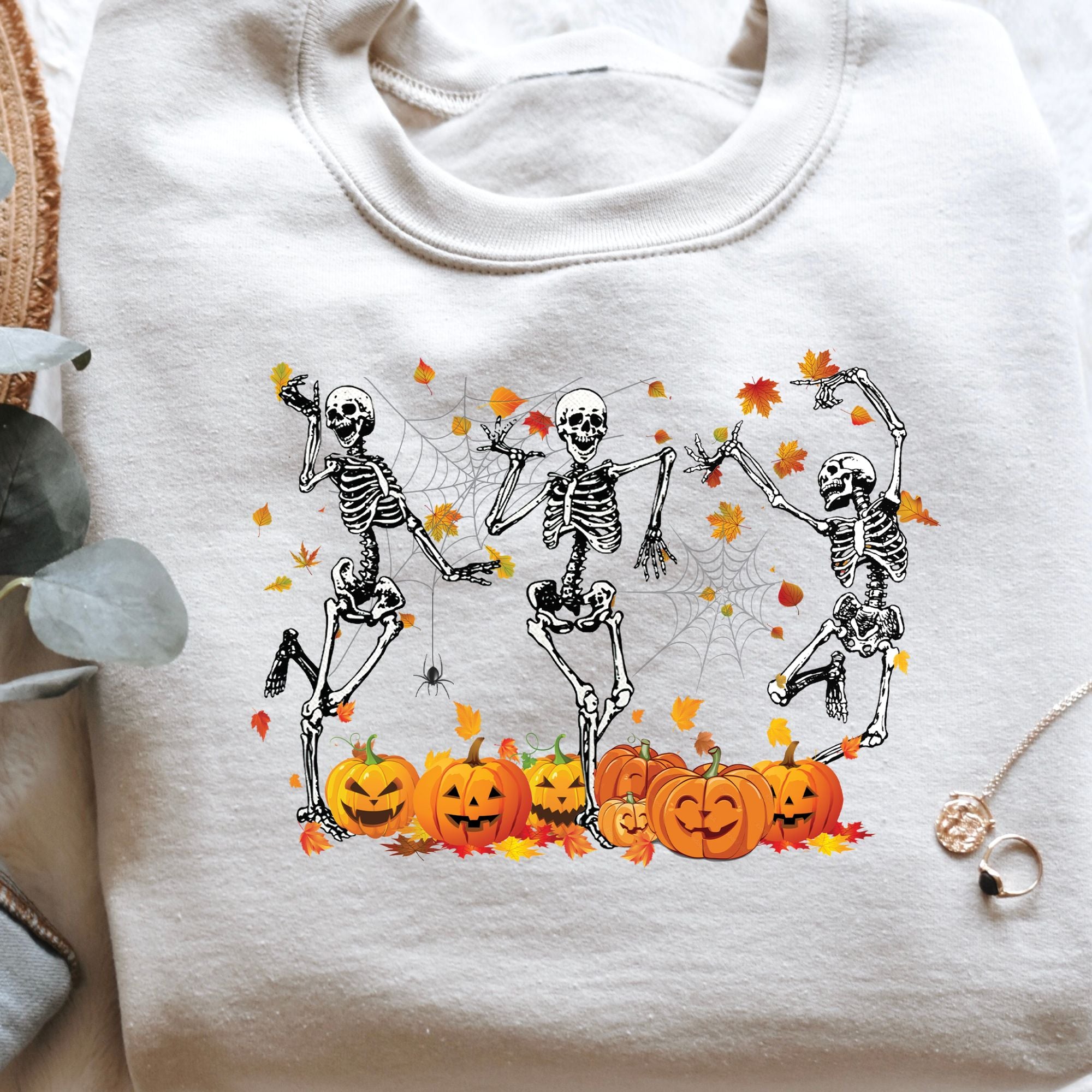 Halloween Sweatshirt, Dancing Skeleton Sweater, Skeleton Halloween Shirt, Pumpkin Halloween Sweatshirt, Fall Sweatshirt, 2023 Halloween