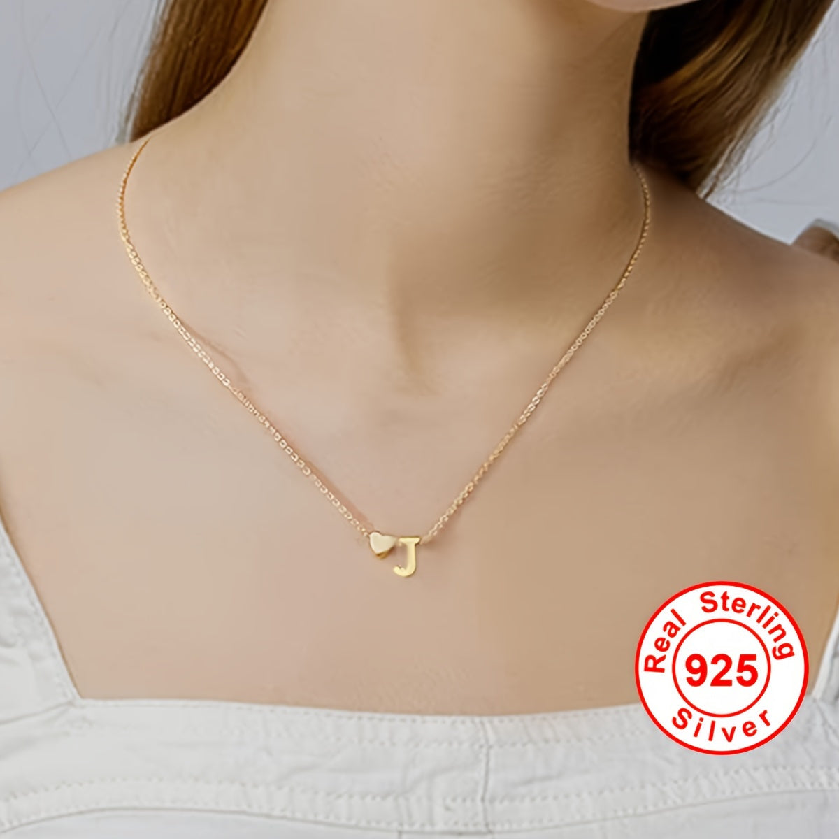 18K Gold Intial Necklace With Heart Pendant For Women, Custom Initial Necklace, Personalized Necklace, Elegant Love Necklace, Mother's Day Gift, Valentine's Day Gift, Holiday Gift