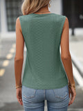 Solid Eyelet V Neck Lace Tank Top For Spring and Summer, Women's Tops