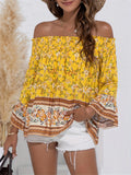 Bohe Floral Off Shoulder Blouse For Spring and Summer, Women's Clothing
