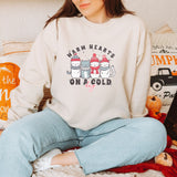 Christmas Cat Sweatshirt, Warm Hearts on a Cold Day Christmas Tree Sweatshirt, Cute Holiday Sweatshirt