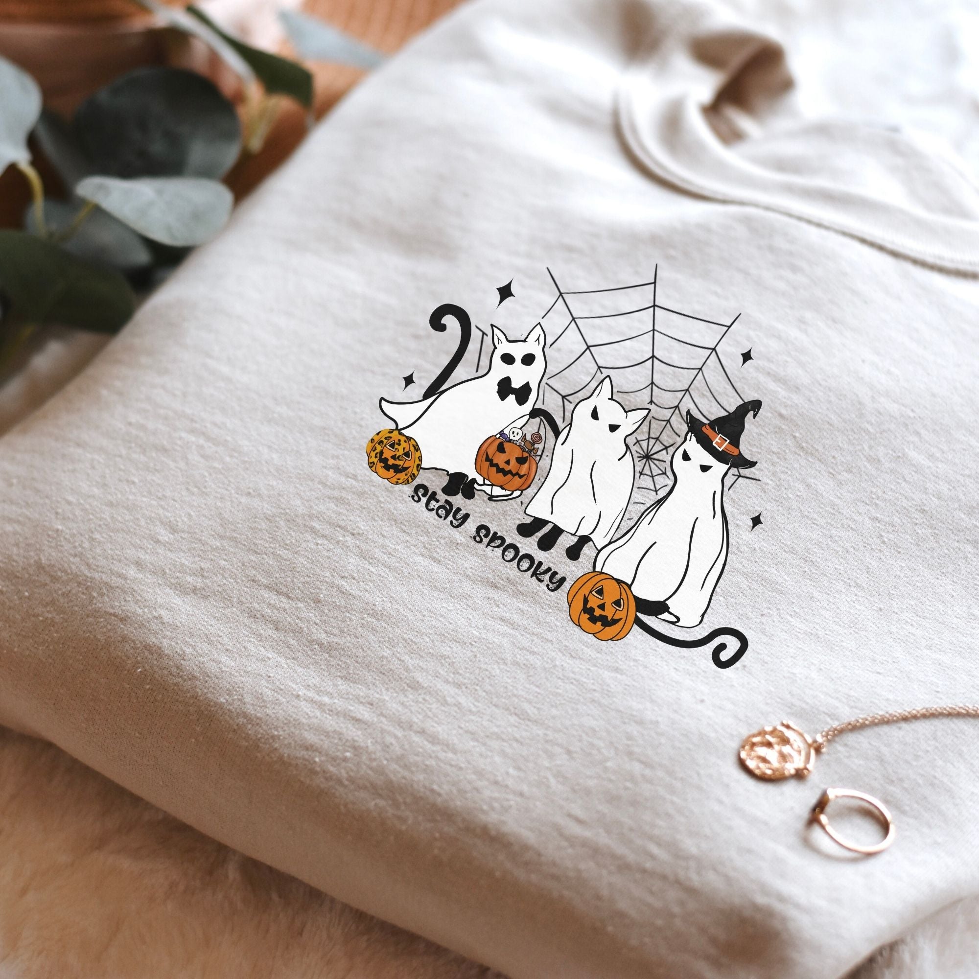 Halloween Spooky Cat Sweatshirt,  Spooky Shirt, Halloween T-shirt, Cool Halloween shirt, Funny Halloween shirt, Halloween Tee, Cat Shirt