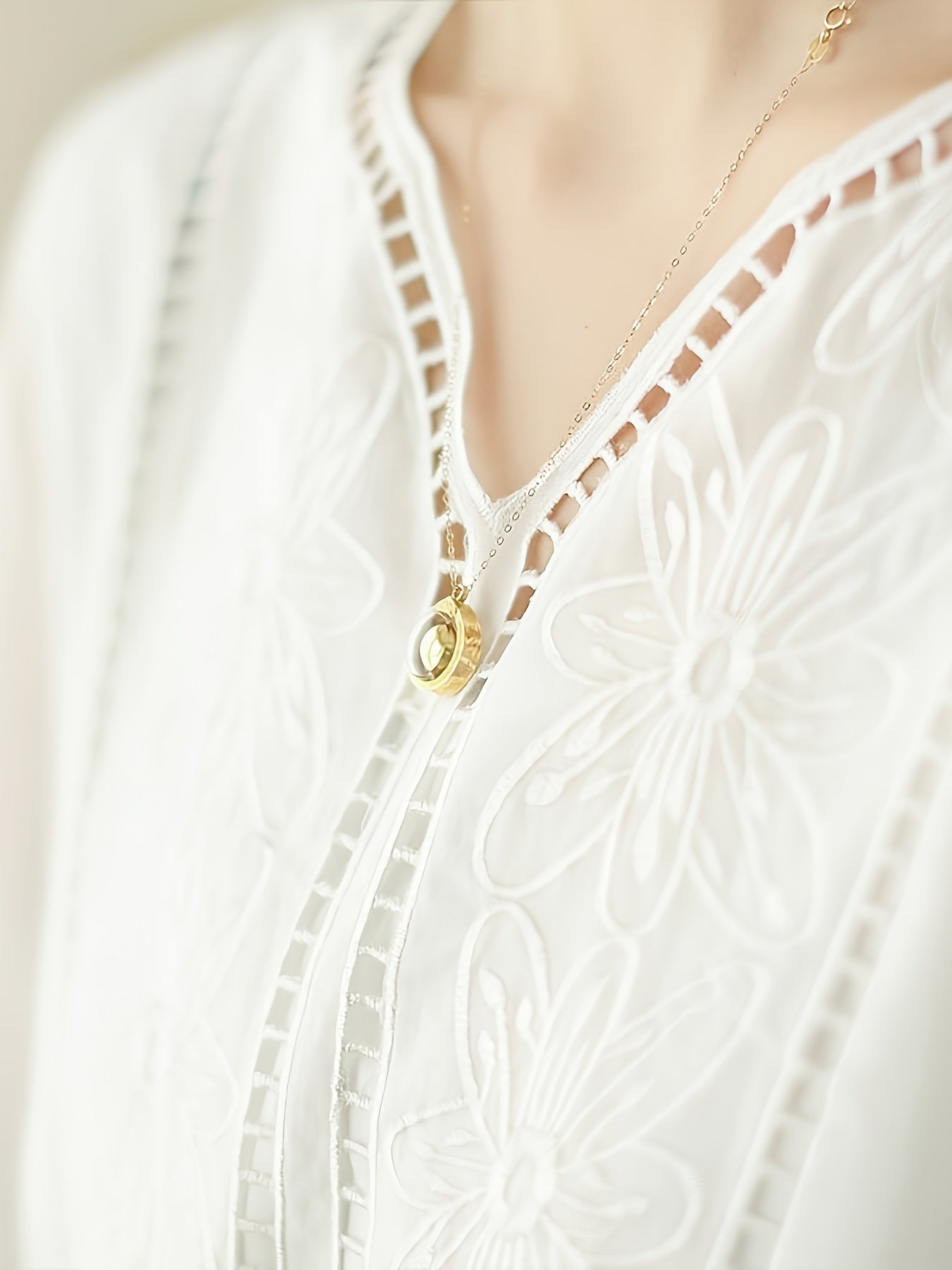 White Cotton Embroidered Drawstring Long Sleeve Dress, Elegant Cotton Dress For Spring & Fall, Women's White Cotton Dress