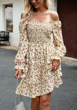 Bohemian Autumn Floral Dress - Long Sleeve Boho Dress for Women; Fall Dress for women; Floral Midi Dress