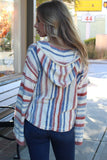 Hooded Striped Sweater with Kangaroo Pockets - Cozy Warm  sweater - Hooded Knit Sweater - Bohemian Sweater