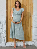 Ditsy Floral Print Ruffle Maternity Dress, Maternity Dress for Spring and Summer, Maternity Dress