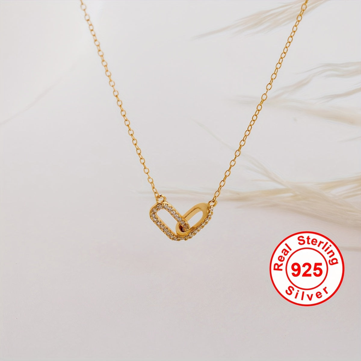 18K Gold Paperclip Necklace, Paperclip Diamond Necklace, Dainty Minimalist Necklace, Anniversary Birthday Valentine's Day Gift