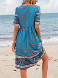 Boho Blue Oversized Dress for Spring and Summer, Women's Clothing