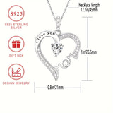 925 Sterling Silver MOM Pendant Necklace, I Love You Mom  Dainty Heart-Shaped Shiny Necklace For Mom, Mother Mother's Day Gift , Mother's Day Gift Necklace