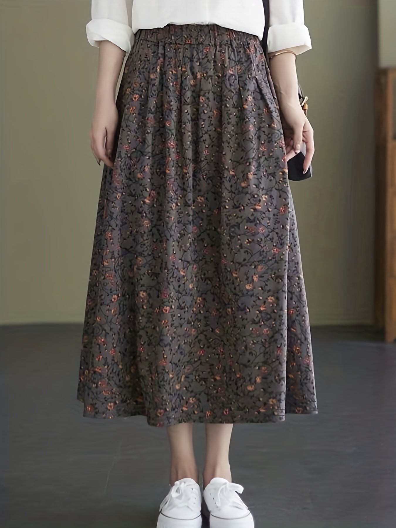 Ditsy Elegant  Floral Print Casual Skirt For Summer & Spring, Women's Clothing