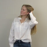 Cotton Linen Shirt, Long Sleeve Organic Cotton White Shirt, Women Long Sleeve Top,  Bohemian Spring Blouse - Summer Top