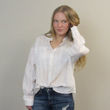 Cotton Linen Shirt, Long Sleeve Organic Cotton White Shirt, Women Long Sleeve Top,  Bohemian Spring Blouse - Summer Top