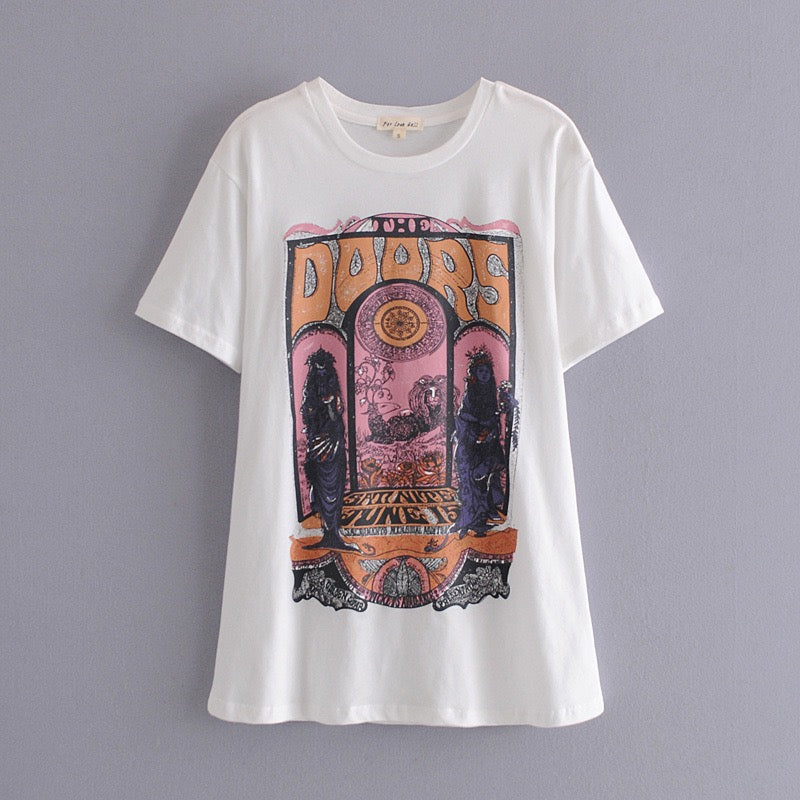 Vintage Tour Oversize Cotton Rock and Roll Tee Shirt