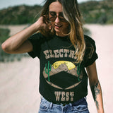 Electric West Tee Shirt, Fall Western Shirt, Casual Black Shirt