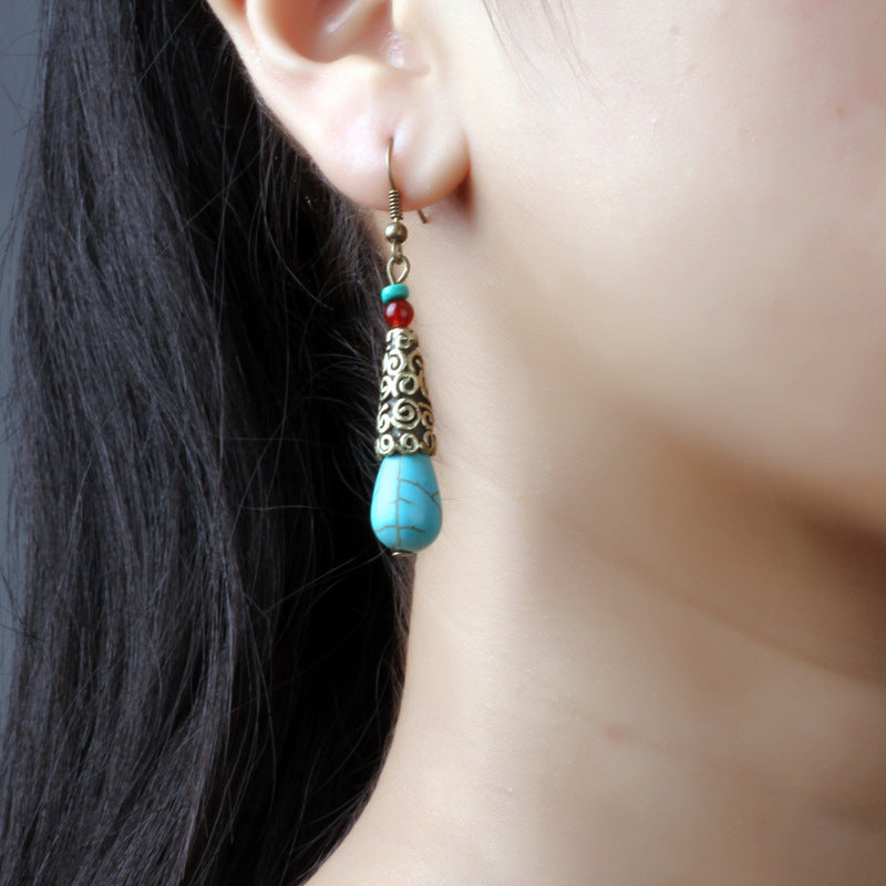 Handmade Turquoise Art Deco Earrings
