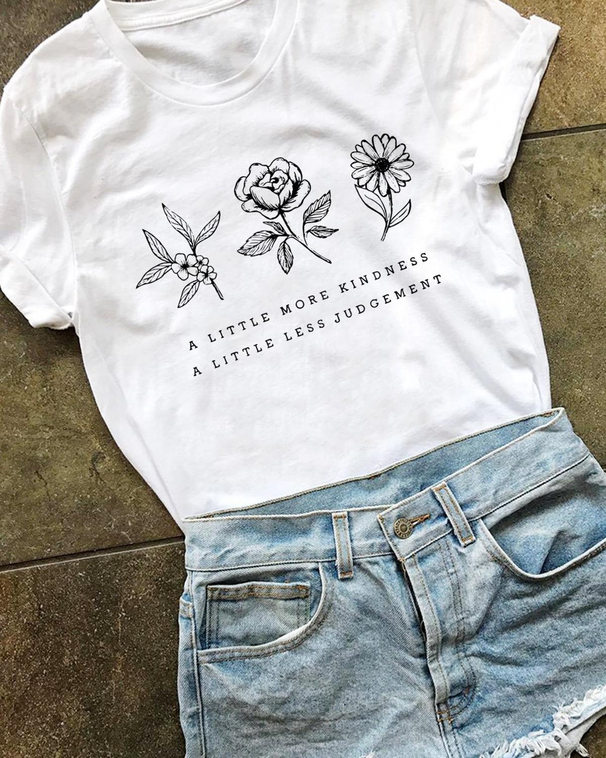 A Little More Kindness Tee, Sunflower Shirt, Summer T-Shirt for Women