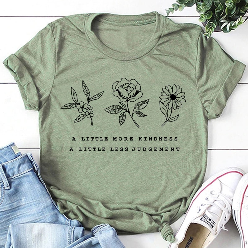 A Little More Kindness Tee, Sunflower Shirt, Summer T-Shirt for Women