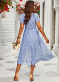 Ditsy Floral Midi Dress, Blue Summer beach dress, Spring Cocktail Dress