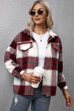 Plaid Flannel Shirt Jacket - Button Front and Flap Pockets
