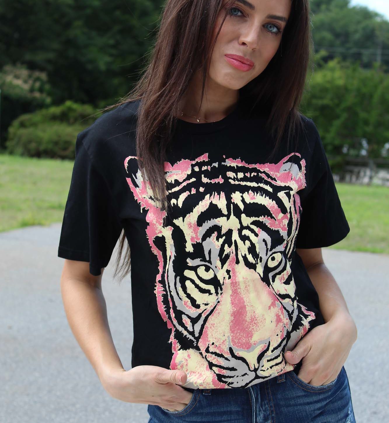 Wild Tiger Cotton Tee, Women Rock T-Shirt