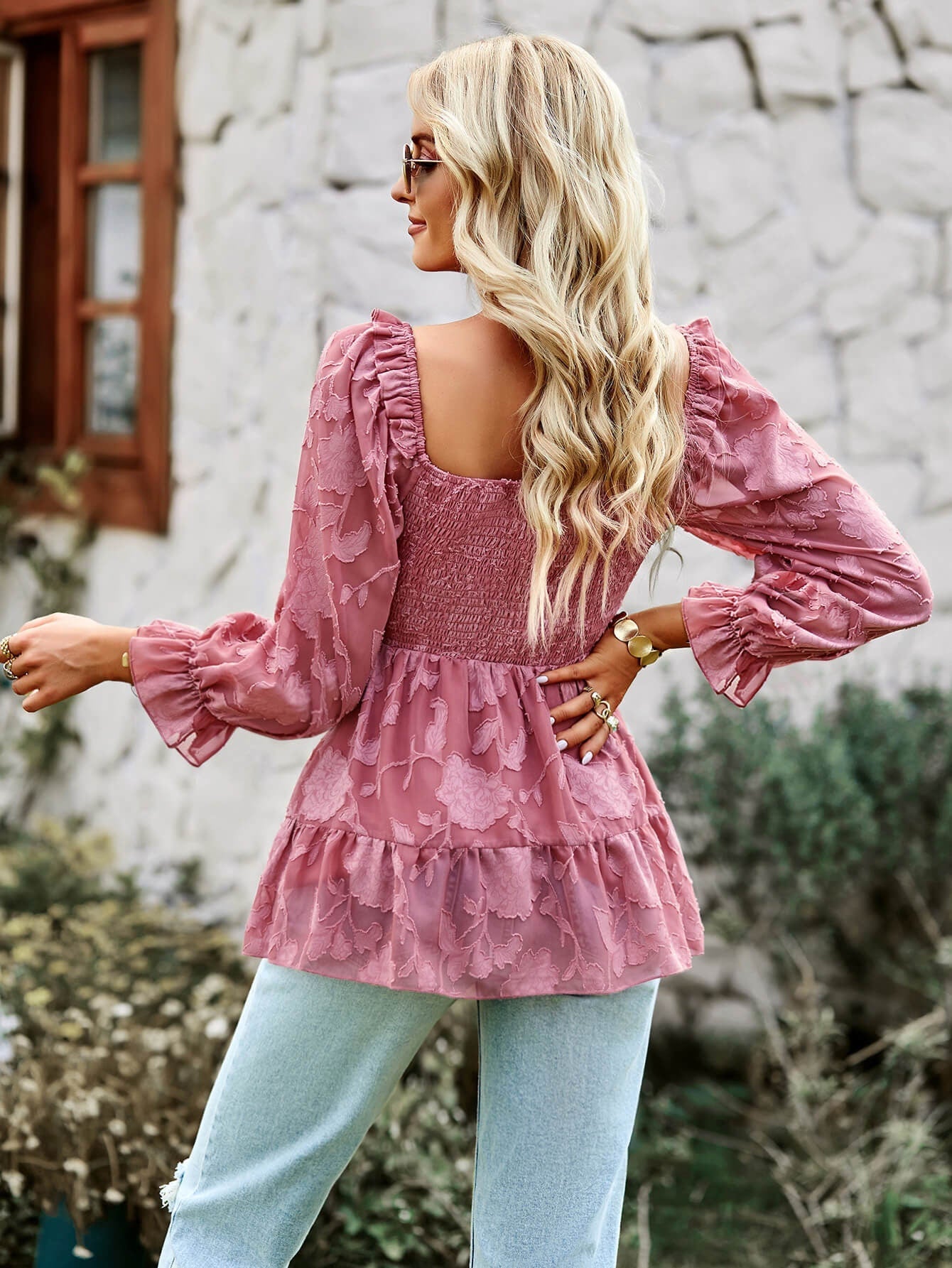 Savannah Flounce Long Sleeve Top / Summer to Fall Blouse / Boho Shirt