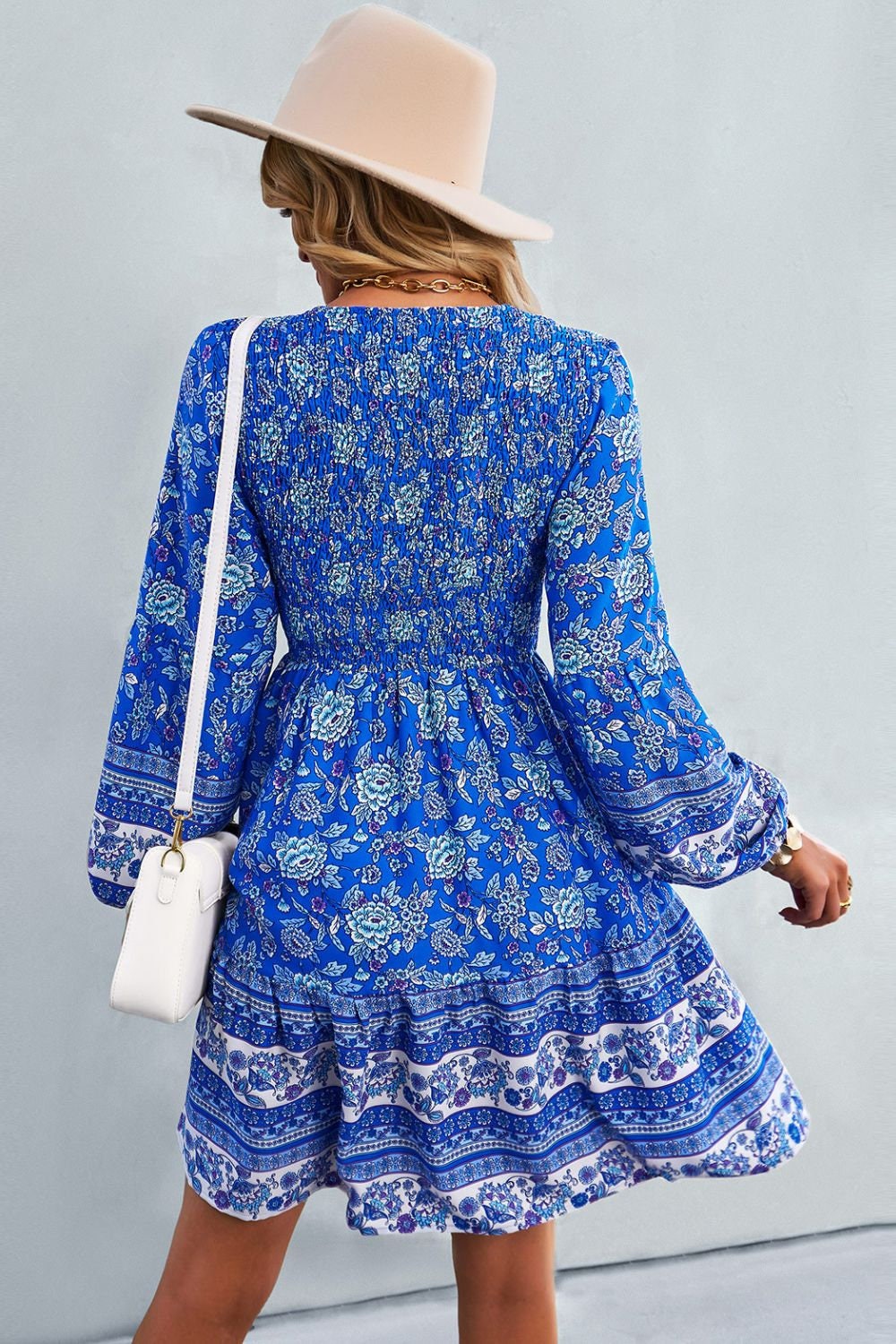 Bohemian Blue Floral Print Mini Dress - Boho Dresses for Women - Summe –  bohemianoutsider