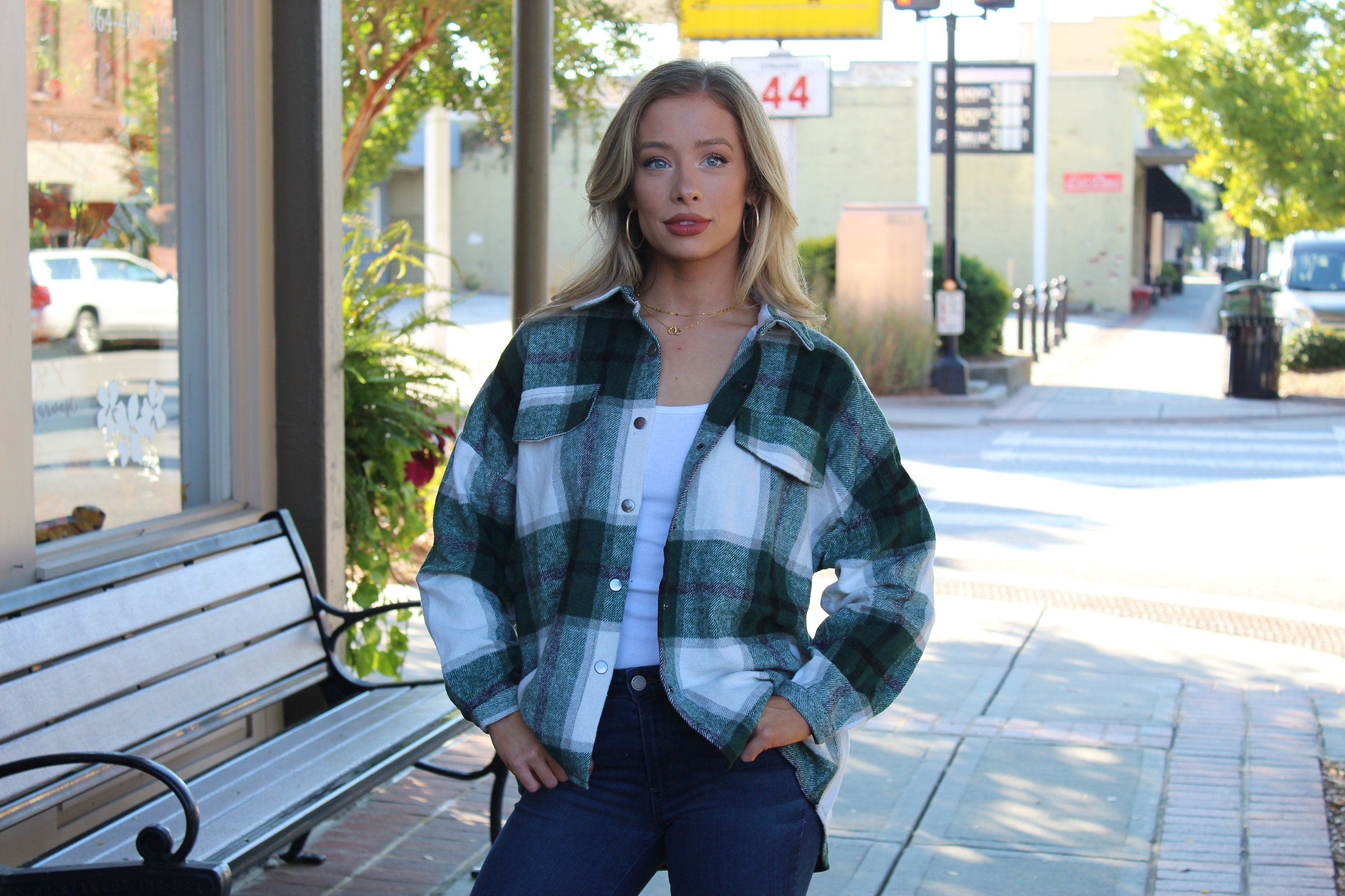 Plaid Button Down Flannel Shirt Jacket - Fall Flannel - Layering