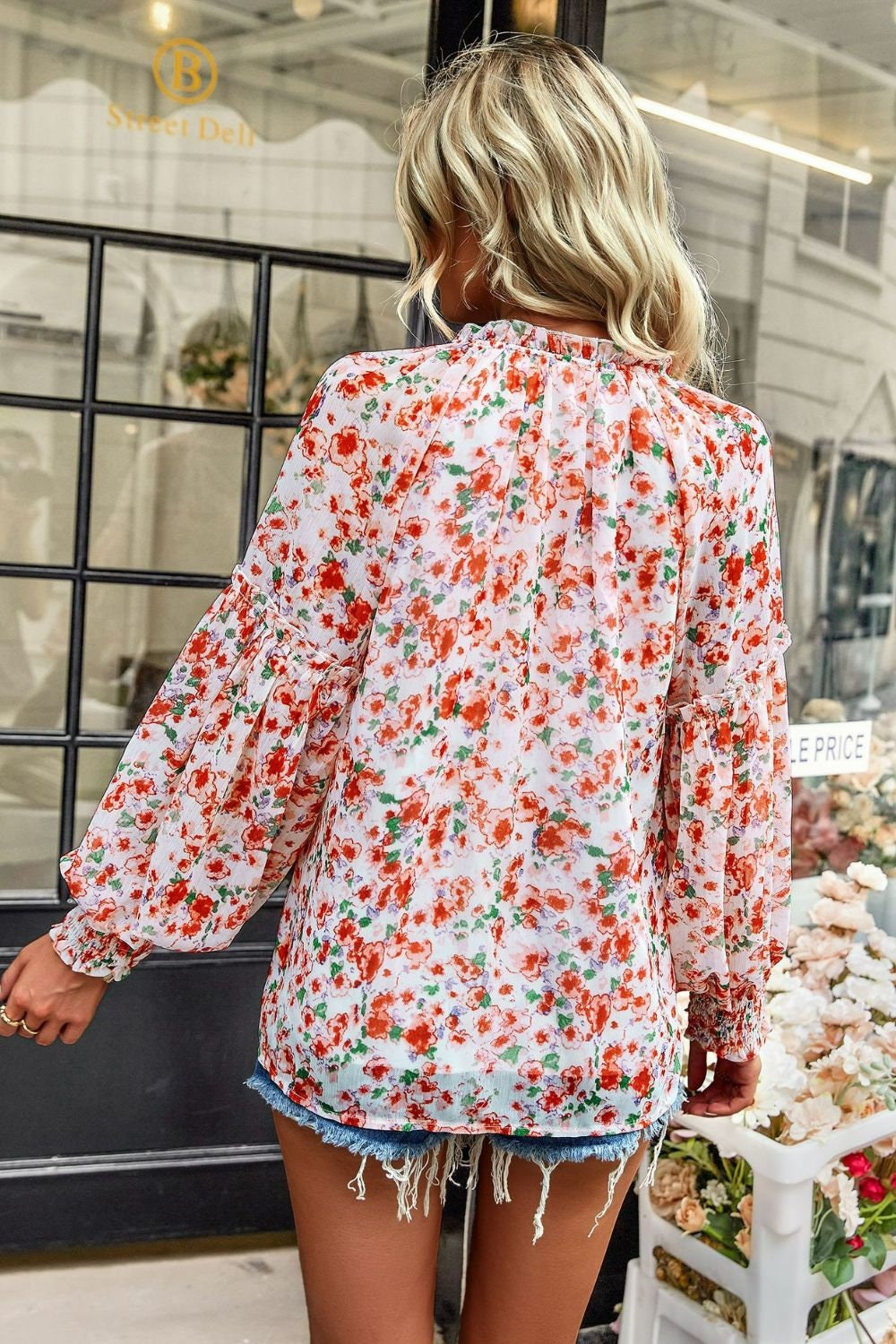 Autumn Dream Bohemian Floral Print Tie Neck Blouse / Long Sleeve Blouse / Boho Shirt