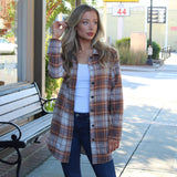 Oversized  Long Sleeve Shirt Jacket with two side pockets / Plaid Button Down Flannel Jacket Flannel Shirt / Fall and Winter Shirt Jackets