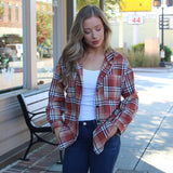 Flannel Button Down Hooded Shirt Coat / Plaid Button Down Shirt / Fall and Winter Shirt / Shirt Jacket