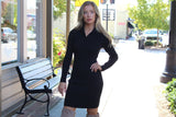 Autumn Ribbed Knit Sweater Dress  -  Fall Dress - Winter Dress - Warm Dress - Black Dress