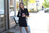 Autumn Ribbed Knit Sweater Dress  -  Fall Dress - Winter Dress - Warm Dress - Black Dress