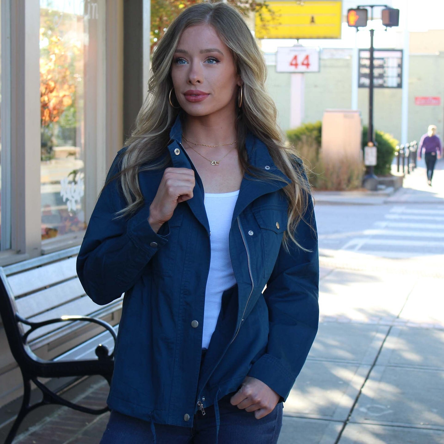 Women's Lightweight Cotton Zip Jacket with adjustable drawstring hem