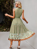 Bohemian Cottage Green Lemon Floral Print Dress, Cocktail Party Dresses | Boho Dresses for Women; Summer Dress for women; Summer boho dress