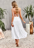White Midi dress, Bohemian White Dress, Boho beach dress for women, Boho Vacation Dresses for Women, Spring Dress - Summer Dress
