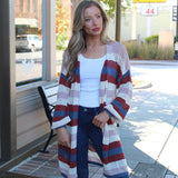 Long Cardigan Sweater - Stripped Knit Open Front  Sweater- Ribbed Fall Sweater- Cardigan Duster - Winter and Fall Cardigan Sweater