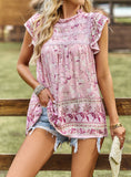 Bohemian Floral Print Blouse, Spring Floral Top, Bohemian Beach top for women, Boho Shirt for Women - Summer Blouse