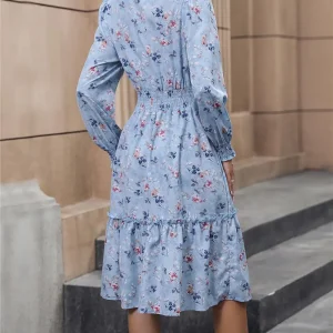 Spring Floral Print V-Neck Casual Dress 2