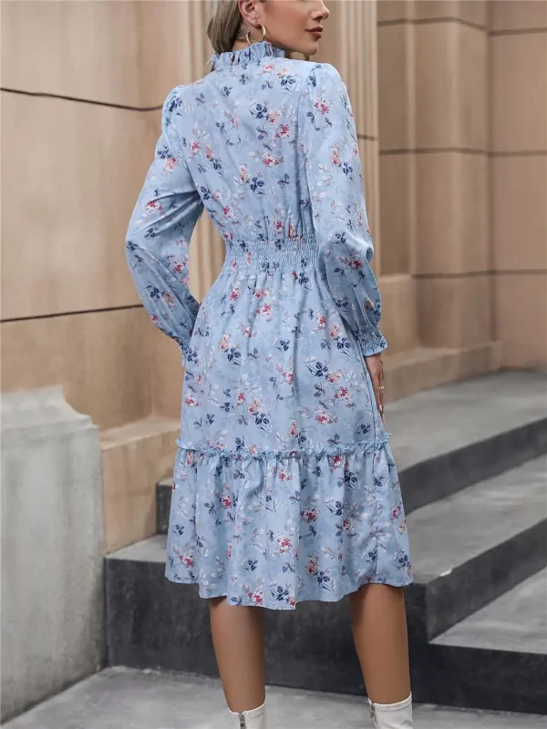 Spring Floral Print V-Neck Casual Dress 2