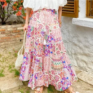 Bohemian Tiered Floral Maxi Skirt 6