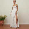 Embroidered White Dress, Ruffle Eyelet Hollow Out Dress 1